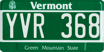 VT license plate YVR368