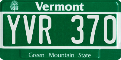 VT license plate YVR370