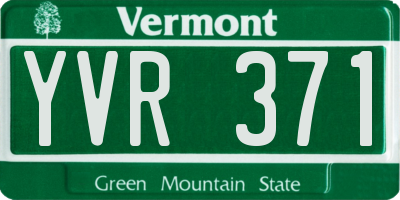 VT license plate YVR371