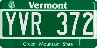 VT license plate YVR372