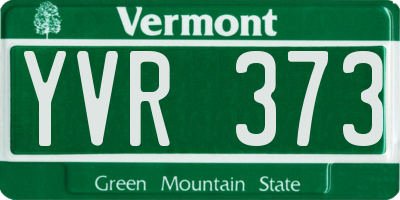 VT license plate YVR373