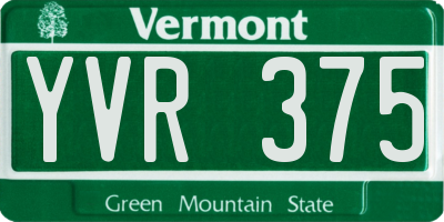VT license plate YVR375