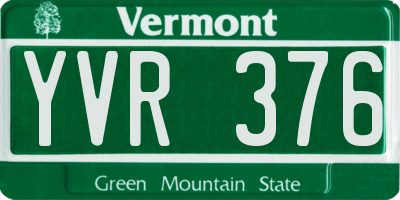 VT license plate YVR376