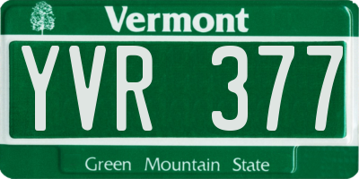 VT license plate YVR377
