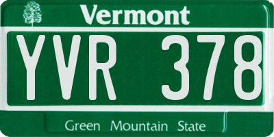 VT license plate YVR378