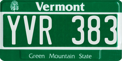 VT license plate YVR383