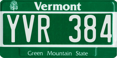 VT license plate YVR384