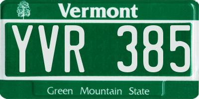 VT license plate YVR385
