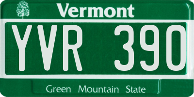 VT license plate YVR390