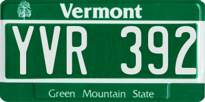 VT license plate YVR392