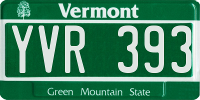 VT license plate YVR393