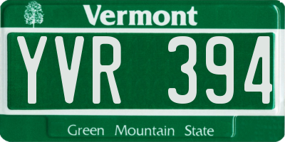 VT license plate YVR394
