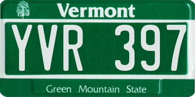 VT license plate YVR397