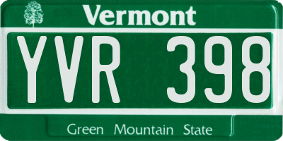 VT license plate YVR398