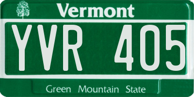 VT license plate YVR405