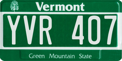 VT license plate YVR407