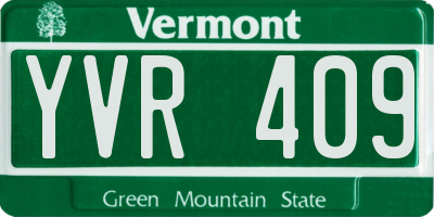 VT license plate YVR409