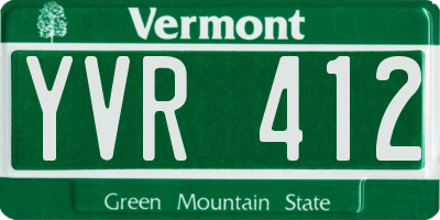 VT license plate YVR412
