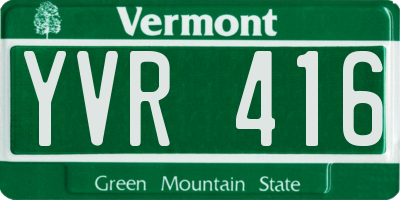 VT license plate YVR416