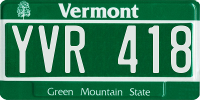 VT license plate YVR418