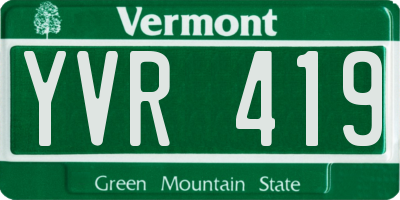 VT license plate YVR419