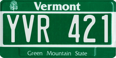 VT license plate YVR421