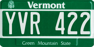 VT license plate YVR422