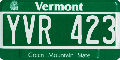 VT license plate YVR423