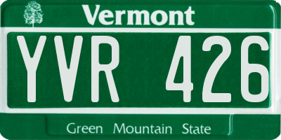 VT license plate YVR426