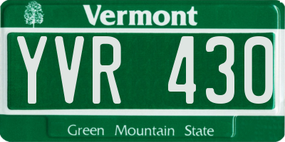 VT license plate YVR430
