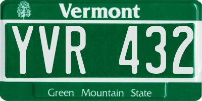 VT license plate YVR432