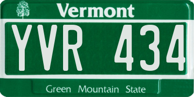 VT license plate YVR434
