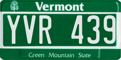 VT license plate YVR439