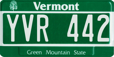 VT license plate YVR442