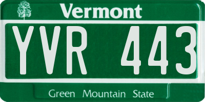 VT license plate YVR443