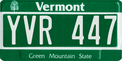 VT license plate YVR447