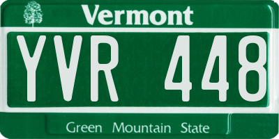 VT license plate YVR448