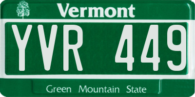 VT license plate YVR449