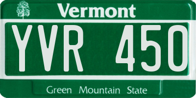 VT license plate YVR450