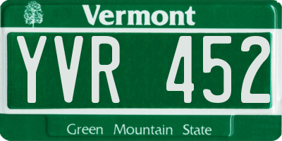 VT license plate YVR452