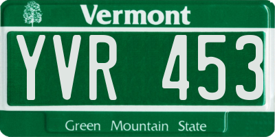 VT license plate YVR453