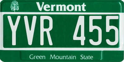 VT license plate YVR455
