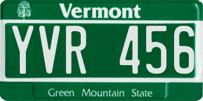 VT license plate YVR456