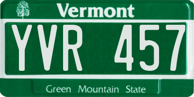 VT license plate YVR457