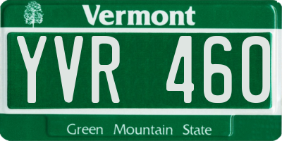 VT license plate YVR460