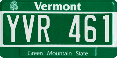 VT license plate YVR461