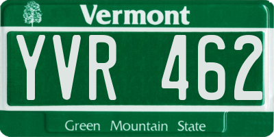 VT license plate YVR462