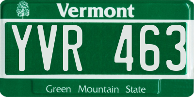 VT license plate YVR463