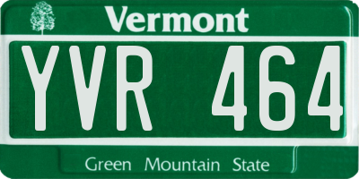 VT license plate YVR464