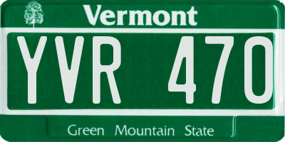 VT license plate YVR470